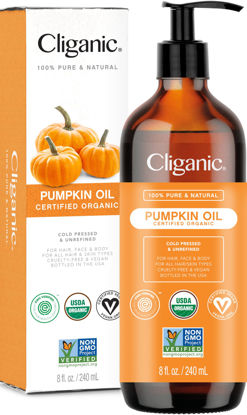 Picture of Cliganic Organic Pumpkin Seed Oil, 100% Pure - For Face & Hair | Natural Cold Pressed Unrefined