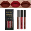 Picture of DNM 3Pcs Matte 24-hour Liquid Lipstick Sets, Dark Ruby Brown Red Permanent Stay on Lipstick Lip Set for Black Women Long Lasting 24 Hours Smudge Proof labiales matte labial mate larga duracion 24 02