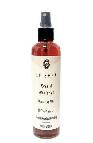 Picture of LE SHEA Hibiscus & Rose Water Spray with Aloe Vera, Rose Oil, All Natural Hydrating Facial Mist, Refresh Moisturize Hair Beard Braid Dreadlock Loc Condition Skin Body Face Rosewater Leave In 8.7 oz
