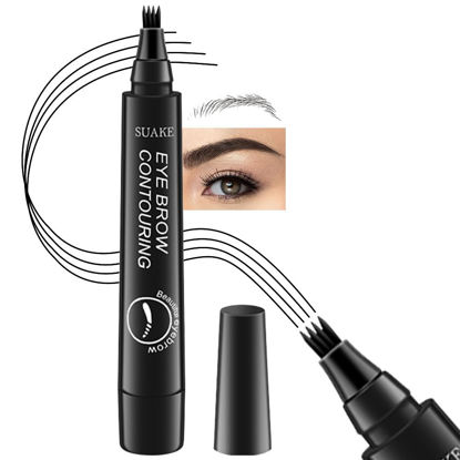 Picture of Kaely Magical Precise Waterproof Brow Pen,Suake Eyebrow Contouring Pen,4 Tip Eye Brow Pencils for Women Makeup,lapiz de cejas 3d Microblading Eyebrow Pen Pencil,24h Smudge Proof,05 Black