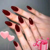 Picture of Modelones Press on Nails Almond, Wine Red Short Almond Fake Nails, 32Pcs Reusable Nail Kit with Nail Glue Adhesive Tabs Mini Nail File, Nails Press Ons 16 Sizes, Valentine Gift