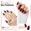 Picture of Modelones Press on Nails Almond, Wine Red Short Almond Fake Nails, 32Pcs Reusable Nail Kit with Nail Glue Adhesive Tabs Mini Nail File, Nails Press Ons 16 Sizes, Valentine Gift