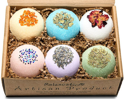 Picture of Handmade Organic Bath Bombs Gift Set For Women All Natural with Epsom Salt Relaxation Dead Sea Salt - Natural and Safe Bath Bombs Kit for Kids Her Mom Mother Grandma Girlfriend - Best Gifts Idea