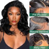 Picture of Douyin Bob Wig Human Hair 13x4 Frontal Lace Wig 14 Inch Body Wave 180% Density HD Lace Front Wigs Human Hair Pre Plucked Bob Wigs for Women Human Hair Wigs (14 inch, Natural Black)