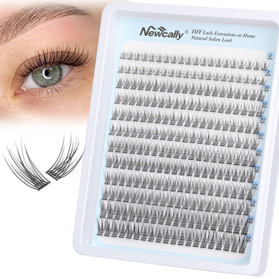Picture of Natural Lash Clusters DIY Lash Extension Wispy Eyelash Clusters C Curl Cluster Eyelash Extension 10-14MM Individual Lashes Eyelash Extension Faux Mink Lash Clusters by Newcally