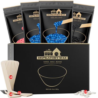 Picture of Lifestance Wax Beads Set, 4 Kinds of Waxing Beads, Hard Wax Beans with 44 Items, Perfect for Any Wax Warmers, Wax Beads for Hair Removal for Brazilian Bikini, Brazilian, Legs, Body