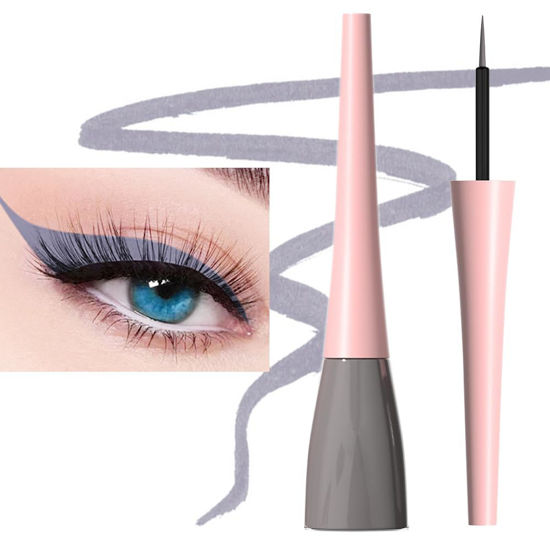 Picture of evpct 1Pcs Grey Liquid Eyeliner Makeup Waterproof Grey Eye Liners for Women, Eyes Wing Eyeliner Stamps Shapes Colored Eyeliner delineador de ojos a prueba de agua contra el agua blanco para ojos