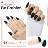 Picture of Modelones Green Press on Nails Almond, Short Almond Fake Nails, Reusable Nail Kit with Nail Glue Adhesive Tabs Mini Nail File, Nails Press Ons 32Pcs 16 Sizes