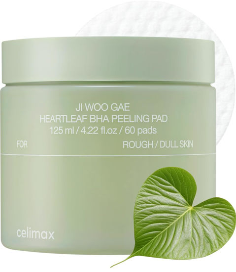 Picture of celimax Ji.Woo.Gae Heartleaf BHA Peeling Pad | with Heartleaf Extract, Exfoliating Toner Pads, Facial Peels, Hydrating, for Troubled Skin & Breakouts (60 Pads)