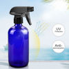 Picture of Worldgsb Glass Spray Bottles, 16oz Refillable Containers, Empty Boston Round Bottles with Labels & Adjustable Nozzle for Cleaning, Gardening, Aromatherapy, Pets, Plant, Hair -Blue (2 Pack)