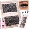 Picture of Manga Lash Clusters Kit Fairy Cluster Eyelash Extensions Kit 40D+50D Lash Extension Kit 8-18MM Wispy D Curl Anime Individual Lashes Kit with Lash Bond and Seal for Beginners by Geeneiya