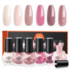 Picture of modelones Nail Polish Set 6 Colors, Milky White Pink Mini Nail Lacquer Kit Shimmer Nude Light Creamy Pink Glitter Violet Red Quick Dry Nail Art, DIY Home Travel Salon Manicure Gift for Women Girls