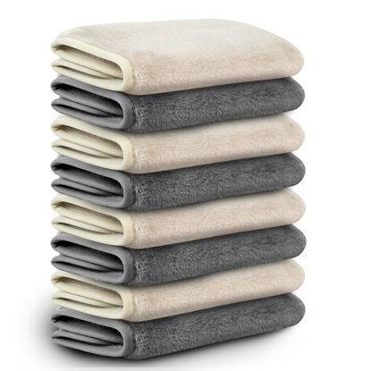 Picture of Nugilla Makeup Remover Cloths, 8 Packs Makeup Remover Towels Reusable Face Wash Cloth, Soft Makeup Remover Microfiber Face Cloth for Women(Beige/Cool Grey)