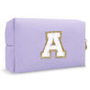 Picture of Personalized Makeup Bag Initial A-Z Preppy Patch Bag,Small PU Leather Travel Cosmetic Bag Pouch with Zipper,Purple Cute Toiletry Bag,Gift Ideal for Teen Girls Women Birthday Friend Mom,Latter A