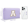 Picture of Personalized Makeup Bag Initial A-Z Preppy Patch Bag,Small PU Leather Travel Cosmetic Bag Pouch with Zipper,Purple Cute Toiletry Bag,Gift Ideal for Teen Girls Women Birthday Friend Mom,Latter A