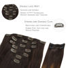 Picture of WENNALIFE Clip in Hair Extensions, 150g 14 Inch 9pcs Highlight Dark Brown to Chestnut Brown and Dirty Blonde Human Hair Extensions Thicker Clip in Hair Extensions Real Human Hair Clip Set Double Weft
