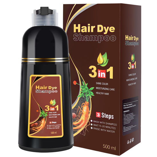 Picture of MEIDU Brown Hair Dye Shampoo for Gray Hair Coverage Hair Color Shampoo Herbal Hair Dye Shampoo 3 in 1 for Men and Women, Instant Color Shampoo Hair Shampoo Champu Con Tinte Para Canas (Brown)