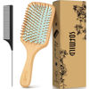 Picture of Hair Brush-Sofmild Natural Bamboo Wood Paddle Detangle Brush&Teasing Edge Hairbrush Set for Women Men Massaging Scalp Brushing Curly Straight Dry Hair Care Daily