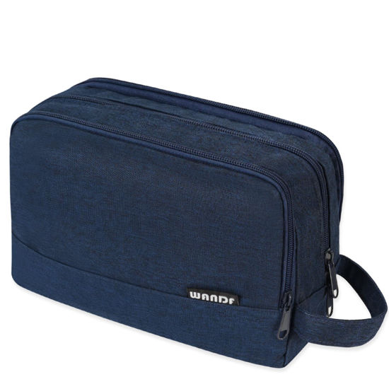 Picture of Toiletry Bag for Men Hanging Dopp Kit Water Resistant Shaving Bag Small Toiletry Bag for Traveling (Denim Pure Navy Blue)