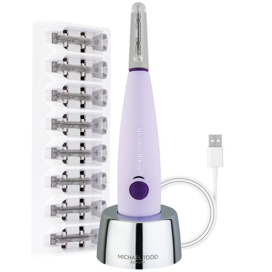 Picture of Michael Todd Beauty - Sonicsmooth - SONIC Technology Dermaplaning Tool - 2 in 1 Women’s Facial Exfoliation & Peach Fuzz Hair Removal System with 8 Weeks of Safety Edges