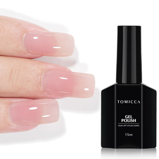 Picture of TOMICCA Gel Nail Polish, Jelly Light Pink Gel Polish, Clear Pink Nail Polish Quick Dry, Soak Off U V Jelly Nail Polish Colors Long Lasting Translucent Nail Art Neutral Manicure