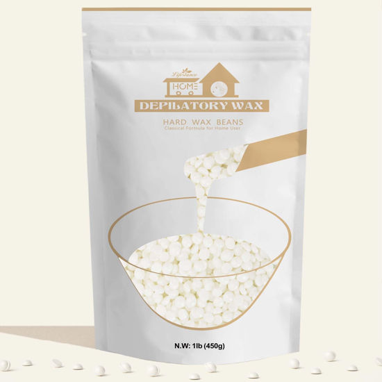 Picture of Lifestance Pearl White Waxing Beads, 1lb Unscented Coarse Hair Removal Wax Beans for Face, Eyebrow, Brazilian Bikini, Sensitive Skin at Home for Women and Men