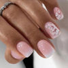 Picture of Press on Nails Short Square Acrylic Fake Nails with Apricot Design Full Cover False Nails Glossy Nude Glue on Nails Artificial Stick on Nails for Women 24Pcs (Flower Light Pink)
