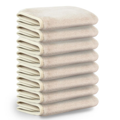 Picture of Nugilla Makeup Remover Cloths, 8 Packs Makeup Remover Towels Reusable Face Wash Cloth, Soft Makeup Remover Microfiber Face Cloth for Women(Beige)