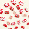 Picture of Christmas Press on Nails Short Square Fake Nails Christmas Stripe Cane Candy False Nail Tips Full Cover Glue on Nails Christmas Red Nails Winter Stick on Nails for Women Manicure, 24Pcs
