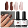 Picture of modelones Gel Nail Polish Set 2 Pcs 15 ML Nude Brown Gel Polish Kit Neutral Skin Tone Translucent Nude Soak Off Gel Nail Kit Manicure DIY At Home Nail Art Salon Gift For Women Girl