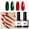 Picture of modelones Gel Nail Polish Set 2 Pcs 15 ML Red Green Glitter Gel Nail Polish Silver Champagne Rose Gold Spring Valentines Day Shades Gel Polish Kit Soak Off Nail Art Manicure Home Gift For Women Girl