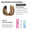 Picture of SUYYA Tape in Hair Extensions Human Hair Balayage Darkest Brown to Chestnut Brown and Light Blonde 20 Inch 50g/pack 20pcs Straight Seamless Skin Weft Tape in Real Hair Extensions(20inch #P6/16/T2)