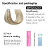 Picture of SUYYA Tape in Hair Extensions Human Hair Ash Blonde Highlighted Bleach Blonde 18 Inch 50g/pack 20pcs Straight Seamless Skin Weft Tape in Real Human Hair Extensions(18inch #P18/613)