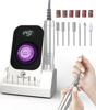 Picture of Portable Nail Drill Electric File: 40000RPM Professional Rechargeable Nail E-File Machine, Cordless Nail Drill with Bits & Base for Acrylic Nails Remove Nail Gel Polish Manicure for Salon Home, White