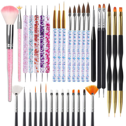 Picture of Artdone 35pcs Nail Art Pens brushes,Nail Art Tool Set,Nail Dotting Tools,Nail Dust Brush,Striping Nail Art Brushes for Long Lines,Nail Drawing Pen For Nail Design