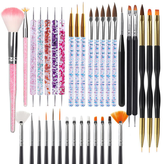 Picture of Artdone 35pcs Nail Art Pens brushes,Nail Art Tool Set,Nail Dotting Tools,Nail Dust Brush,Striping Nail Art Brushes for Long Lines,Nail Drawing Pen For Nail Design