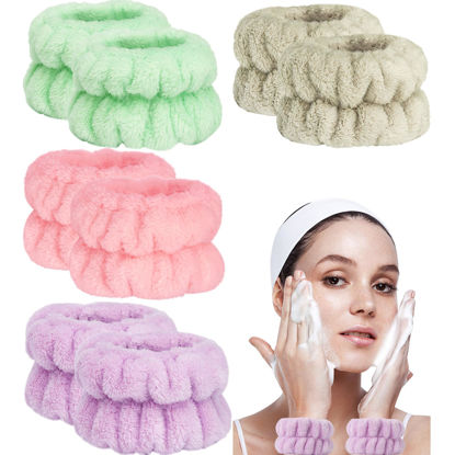 Picture of Taocar 8pcs Wrist Bands for Washing Face, Face Washing Wristbands, Arm Wrist Towels for Washing Face, Spa Face Wash Wristbands, Absorbent Wristbands for Washing Your Face, Stretchy Wrist Wash Band