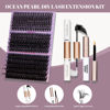 Picture of Ocean Pearl Lash Clusters 320PCS 11-20mm Lash Extension Kit 40D+50D+100D Eyelash Extension Kit Individual Lashes Thick Eyelash Clusters Lashes Clusters with Eyelashes Bond+Seal+Remover+Tweezer-100D