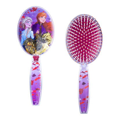 Picture of Frozen Hair Brush with Magical Sparkling Leaves Confetti Hair Brush, Purple - Kids Hair Brush Ages 3+