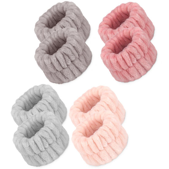 Picture of 8 Pcs Spa Wrist Bands - Absorbent Microfiber Wristbands for Bathing, Prevent Water Spilling Down Your Arms