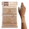 Picture of 10 Boho Bracelets, Braided & Stretch Hair Ties for Thick/Thin Hair, 5 Styles, Light Coffee Colors - No Damage Ponytail Holders