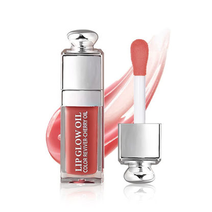 Picture of Hydrating Lip Glow Oil, Lip Oil Gloss Transparent Toot Tinted Nourishing Long Lasting Repairing Lightening Lip Lines (ROSEWOOD) 0.2 OZ
