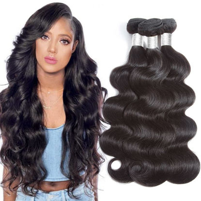 Picture of Beauty Princess Body Wave Human Hair 3 Bundles Double Weft 10A Brazilian Hair Bundles (16/16/16 Inch, 3 Bundles)…