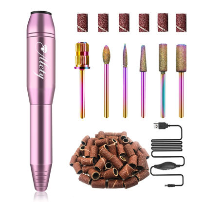 Picture of Alety Electric Nail Drill Kit, Portable Electric Nail File for Acrylic Gel Nails, Professional Nail Drill Machine Efile Manicure Pedicure Tools with Iridescent Nail Drill Bits for Home Salon Use