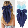 Picture of Velscrun Hair Bows for Women Girls 3Pcs White Silky Satin Large Hair Bow Blue Coquette Bow Navy Blue Big Bows Hair Clip Oversized Hair Ribbons Long Tail Hair Bow Hair Barrettes Hair Accessories Gifts