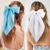 Picture of Velscrun Hair Bows for Women Girls 3Pcs White Silky Satin Large Hair Bow Blue Coquette Bow Navy Blue Big Bows Hair Clip Oversized Hair Ribbons Long Tail Hair Bow Hair Barrettes Hair Accessories Gifts