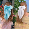 Picture of Velscrun Hair Bows for Women Girls 3Pcs White Silky Satin Large Hair Bow Blue Coquette Bow Navy Blue Big Bows Hair Clip Oversized Hair Ribbons Long Tail Hair Bow Hair Barrettes Hair Accessories Gifts
