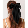 Picture of Velscrun 3Pcs Hair Bows for Women Black Hair Bow Big Hair Bows Clips for Girls Silky Satin Large Hair Ribbons Oversized Long Tail Hair Bows Hair Barrettes Hair Accessories Christmas Gifts