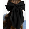 Picture of Velscrun 3Pcs Hair Bows for Women Black Hair Bow Big Hair Bows Clips for Girls Silky Satin Large Hair Ribbons Oversized Long Tail Hair Bows Hair Barrettes Hair Accessories Christmas Gifts