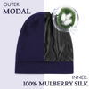 Picture of OLESILK Mulberry Silk Bonnet for Men, Mens Bonnet for Curly Hair, 100% Real Silk Hair Bonnet for Sleeping, Night Cap for Frizzy Hair, Navy